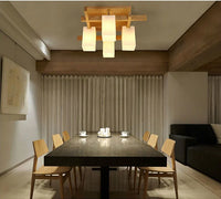 Plafonnier Nordique Minimaliste en Bois Style Japonais avec LED