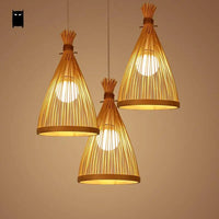 Suspension Luminaire Bambou Osier Rotin - Style Asiatique Chinois et Japonais