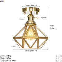 Plafonnier japonais nordique IWHD en cuivre avec boule de verre LED