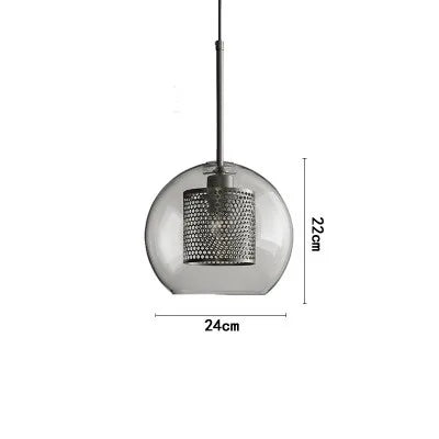 Lustre en boule de verre industriel rétro pour loft, hôtel et restaurant.