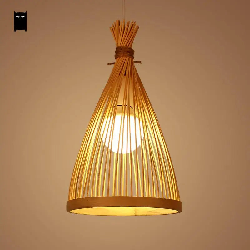 Suspension Luminaire Bambou Osier Rotin - Style Asiatique Chinois et Japonais