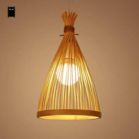 Suspension Luminaire Bambou Osier Rotin - Style Asiatique Chinois et Japonais