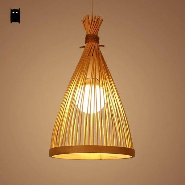 Suspension Luminaire Bambou Osier Rotin - Style Asiatique Chinois et Japonais