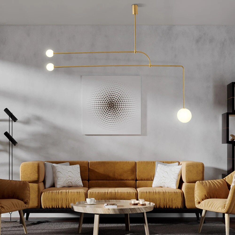 Lustre LED élégant avec boule en verre