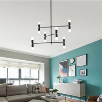 Lustre d'art post-moderne en fer - Luminaires créatifs en bambou LED - Idéal pour votre maison
