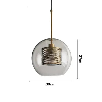 Lustre en boule de verre industriel rétro pour loft, hôtel et restaurant.