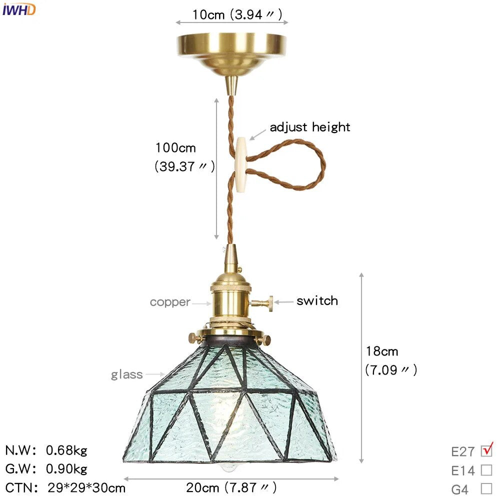 Suspension LED Cuivre Verre nordique moderniste