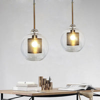 Lustre en boule de verre industriel rétro pour loft, hôtel et restaurant.