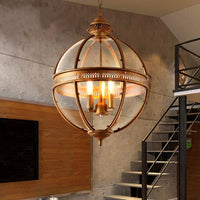 Suspension Vintage en Fer Forgé et Verre pour Bar Café - Élégance Intemporelle