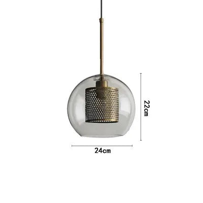 Lustre en boule de verre industriel rétro pour loft, hôtel et restaurant.