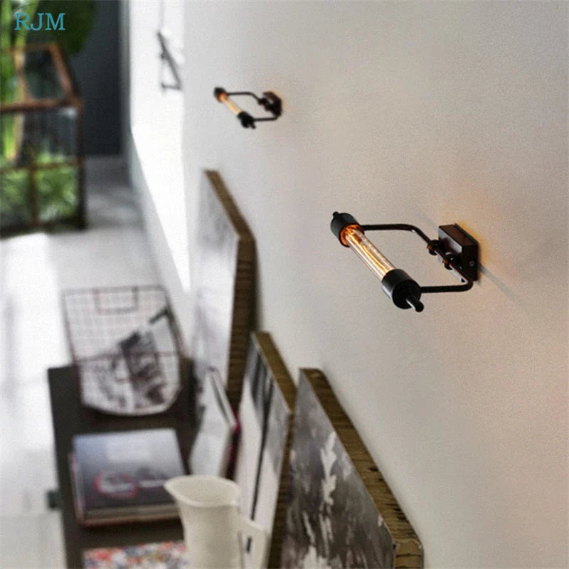 Applique Murale Tube Vapeur Vintage Noir
