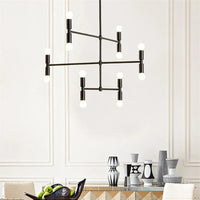 Lustre d'art post-moderne en fer - Luminaires créatifs en bambou LED - Idéal pour votre maison