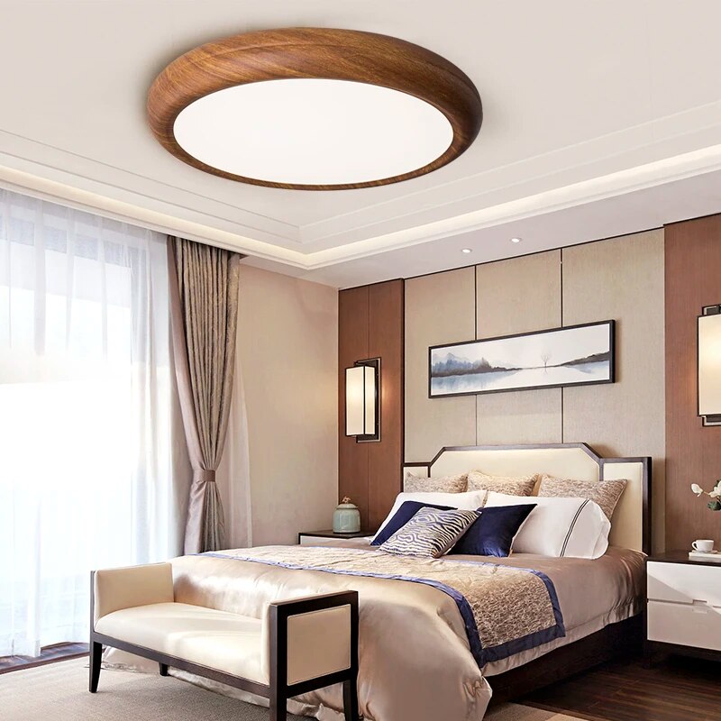 Plafonnier Fer Bois Noyer - Style Antique Moderne