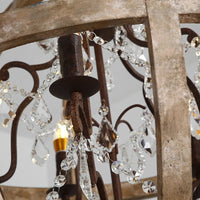 Lustre suspendu en bois massif rétro LED moderne Loft Suspension cristal