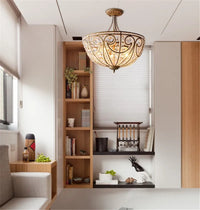 Plafonnier Américain en Fer Forgé - Éclairage Luxe Cristal