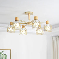 Plafonnier LED Vintage en bois noir pour salon chambre cuisine