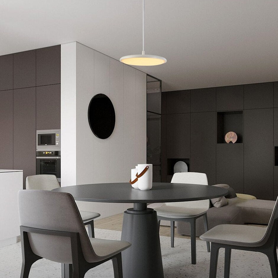 Suspension LED Sysley avec abat-jour plat et arrondi