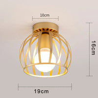 Plafonnier Rétro Doré à LED en Métal pour Balcon et Couloir