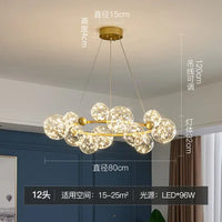 Lustre de luxe moderne avec anneaux LED et boule de verre de qualité supérieure