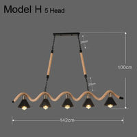 Lustre vintage en corde de chanvre avec abat-jour en fer pour bars et cafés - Style Bohème Industriel