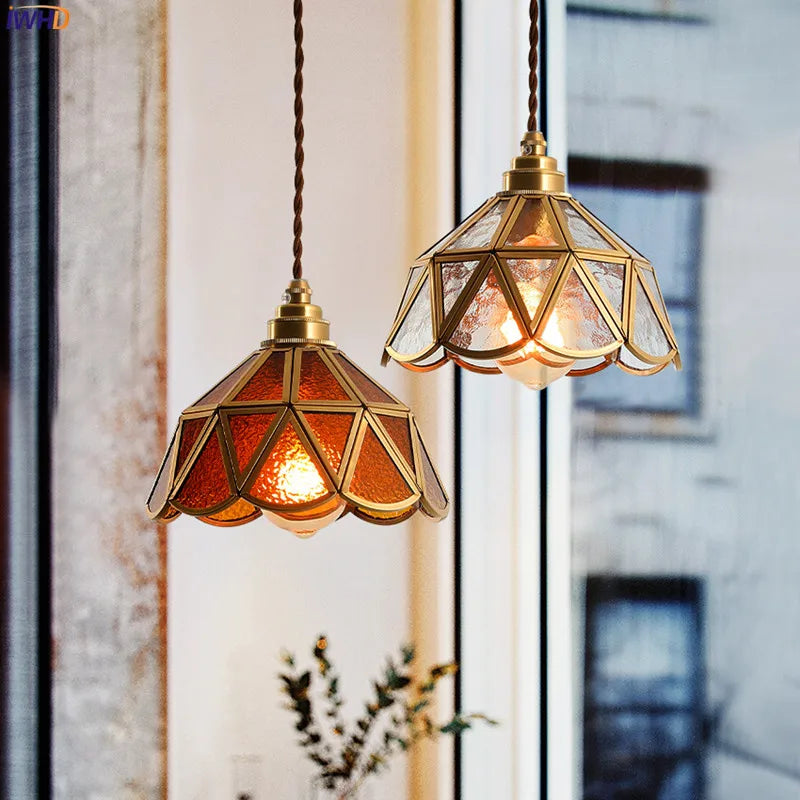 Suspension conique en verre - Élégance japonaise vintage