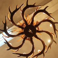Lustre Rétro Résine Bois Marron Blanc - Idéal pour Salon, Restaurant, et Bar