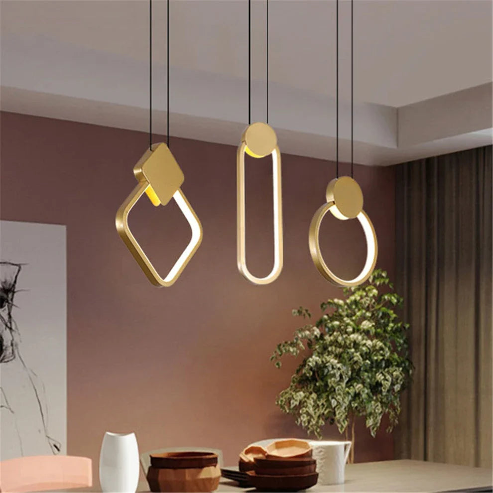 Suspension LED Carré Géométrique Nordique Métal 2020