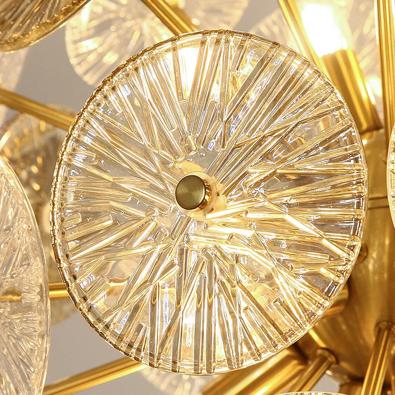 Lustre en verre rond Deyidn Luxe Or pour Villa - Salle à Manger et Chambre