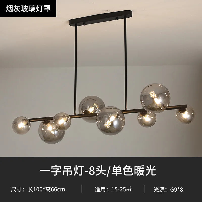 Lustre LED Nordik en Boule de Verre - Éclairage Industriel Moderne