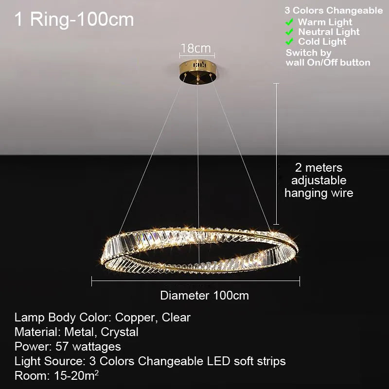 Lustre LED Cristal Luxe Moderne Design