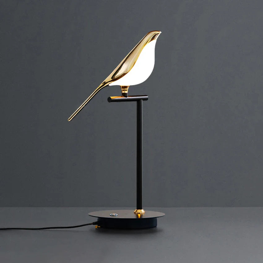 Design Lampe de Table LED Postmoderne en Placage Or Oiseau