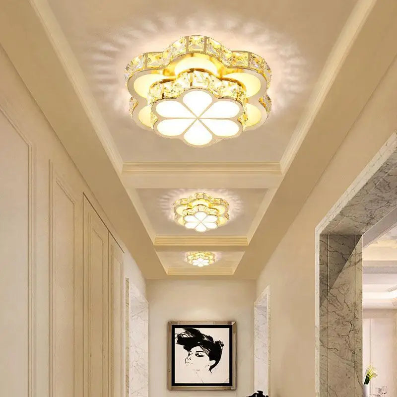 Plafonnier LED Intelligent Fleur de Cristal Moderne