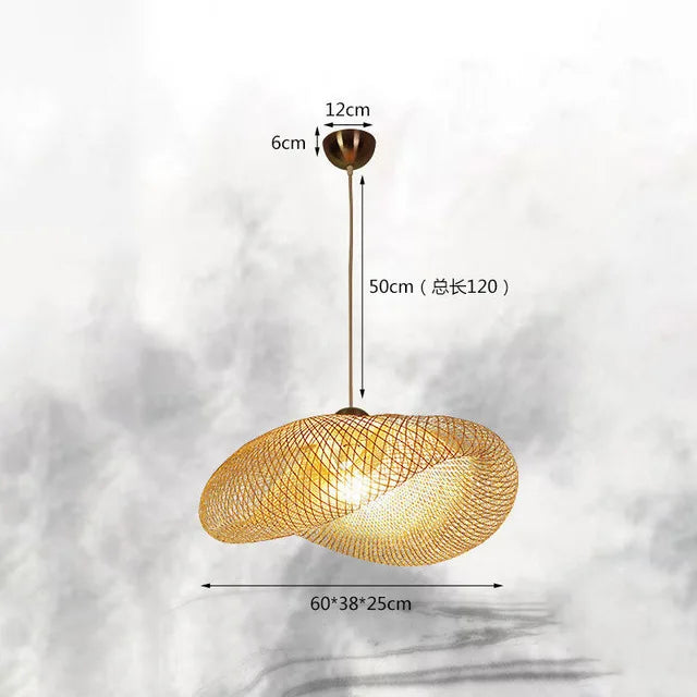 Suspension vintage en bambou et rotin fait main - Style Japonais