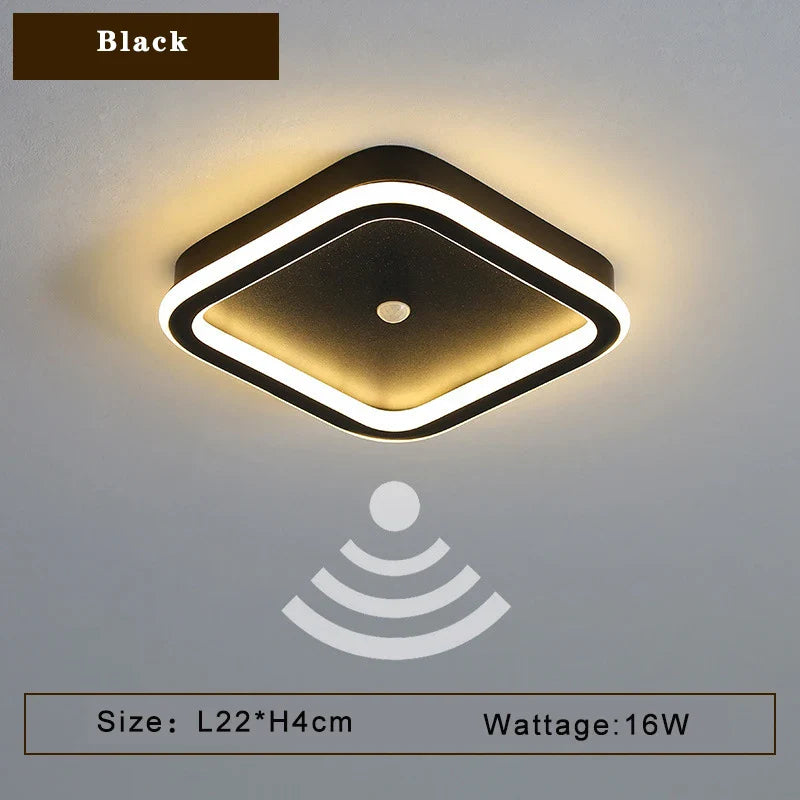 Plafonnier LED avec détecteur de mouvement PIR, parfait pour l'intérieur.