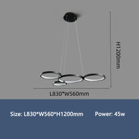 Lustre Hirva avec anneaux LED suspendus