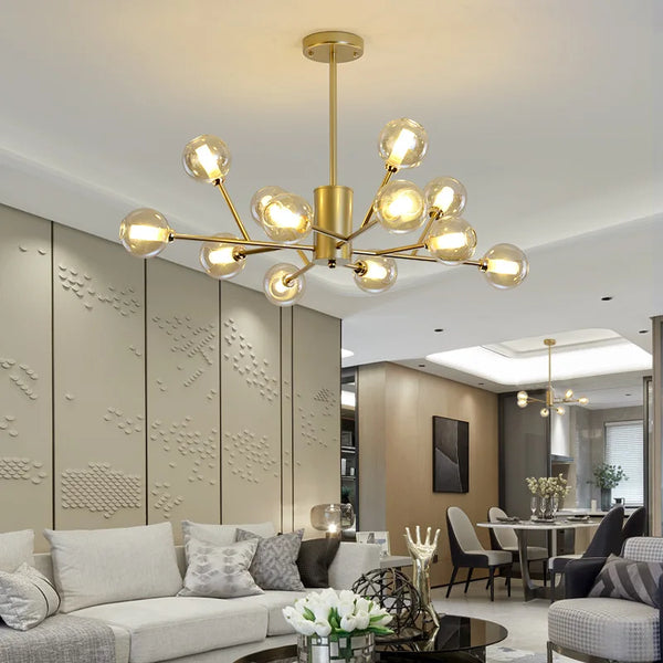 Lustre Nordique LED - Collection Boule de Verre Moléculaire