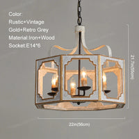 Loft Vintage Wood Lustre: Suspension Luminaire Gris pour Chambre, Salon & Cuisine