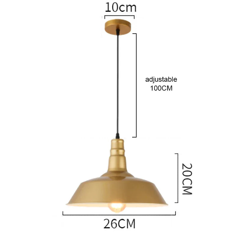 Suspension LED nordique rétro E27 - Lustre en fer forgé couleur or - Intérieur maison, salon, cuisine