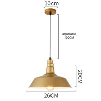 Suspension LED nordique rétro E27 - Lustre en fer forgé couleur or - Intérieur maison, salon, cuisine
