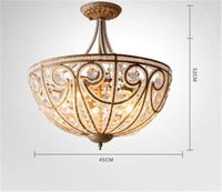 Plafonnier Américain en Fer Forgé - Éclairage Luxe Cristal
