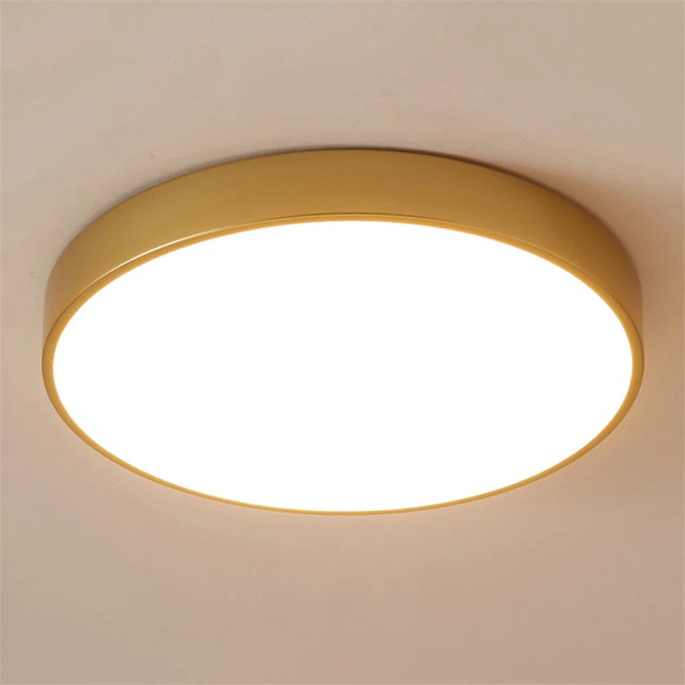 Plafonnier LED Ultra-mince Or 5 cm, Design Moderne, Télécommande - Idéal pour le Foyer et la Chambre