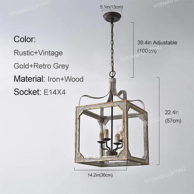Loft Vintage Wood Lustre: Suspension Luminaire Gris pour Chambre, Salon & Cuisine