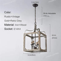 Loft Vintage Wood Lustre: Suspension Luminaire Gris pour Chambre, Salon & Cuisine