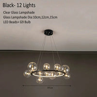 Lustre Verre Moderne LED Noir & Or