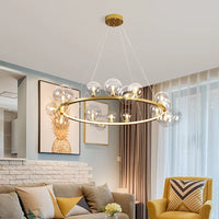 Lustre Verre Moderne LED Noir & Or