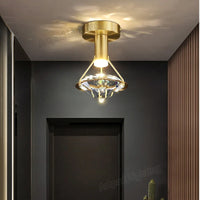 Plafonnier de luxe en cuivre avec luminaire en cristal haut de gamme