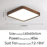 Plafonnier LED bois massif de style moderne