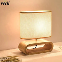 Lampe de table nordique en bois - Créativité moderne avec abat-jour en lin