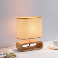 Lampe de table nordique en bois - Créativité moderne avec abat-jour en lin