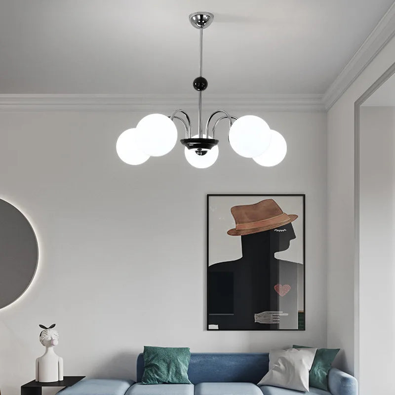 Lustre Nordique Blanc en Verre avec LED Suspendue